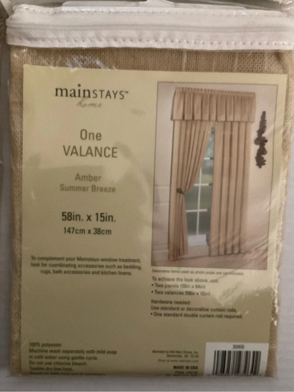 NEW Mainstays Lot of 4 Amber Summer Breeze Valances- Light Brown Window Topper